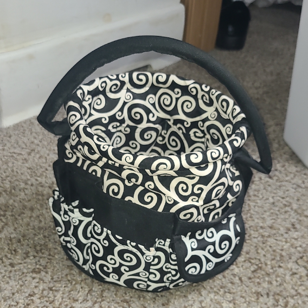 Black & White Swirl Cosmetic/Accesory Case with Top Handle